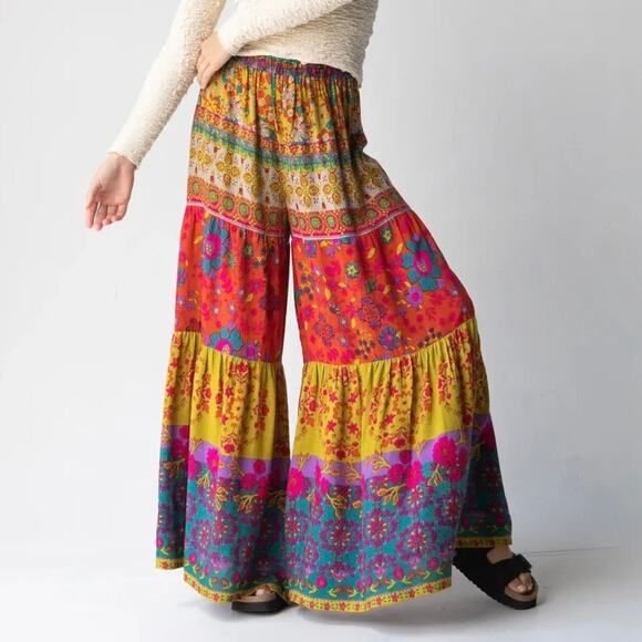 NATURAL LIFE Pants - Natural Life Patti Palazzo Pant Tiered Wide Leg NWT Boho Maximalist Size Medium